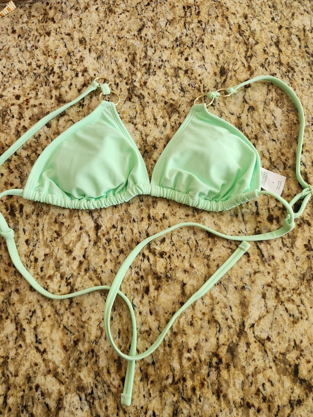 wild fable Mint Triangle Bikini Top with Gold Rings